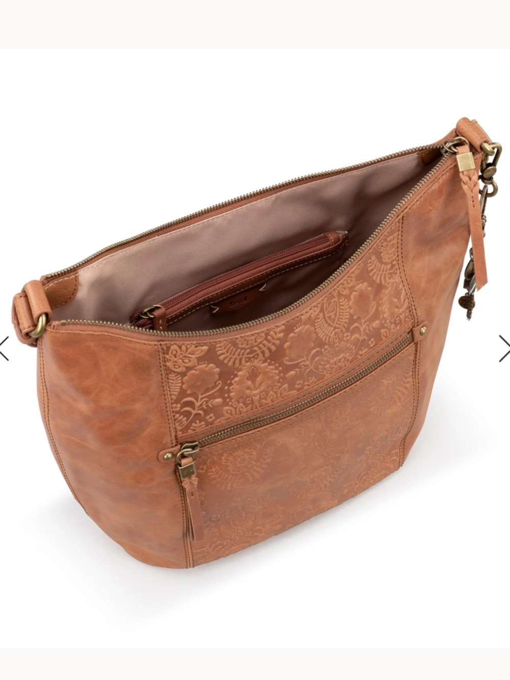 The Sak SEQUOIA Tobacco Embossed Hobo Bag NEW - Picture 4 of 11